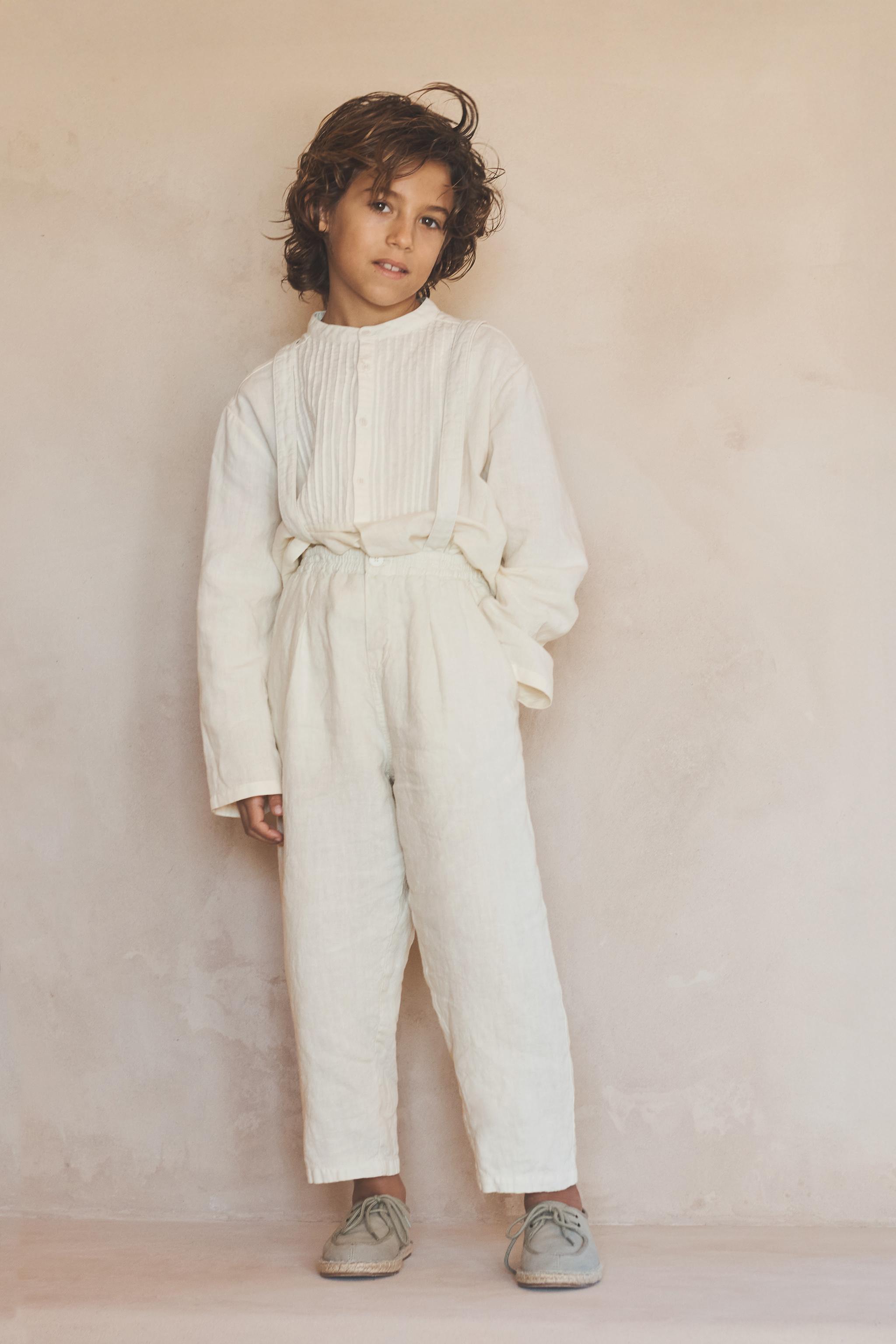 AGES 6-10 / LIMITED EDITION LINEN COTTON BLOUSE WITH PLEATS